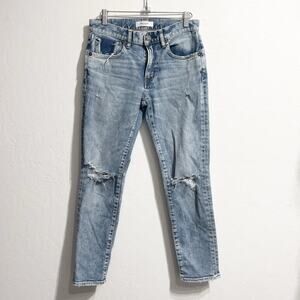 Moussy Denim Sz 26  Distressed Jeans Medium Blue Straight Mid Rise Howa